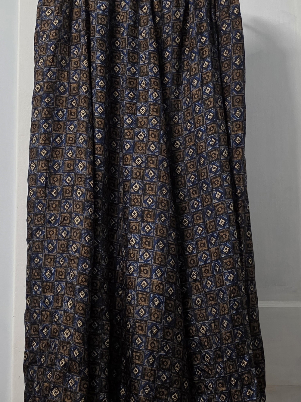 JohnPaulRichard Navy and Brown Geometric Maxi Skirt